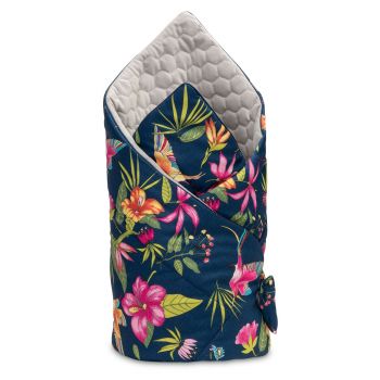 Paturica nou-nascut Sensillo Velvet Wrap Colibri Albastra 75x75 cm