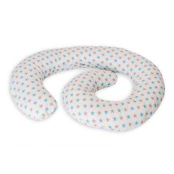 Perna De Alaptare Multifunctionala MyKids Stelute Alb-Grey-Blue