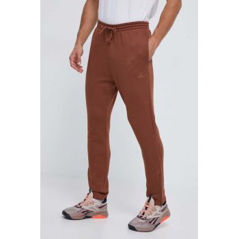 adidas pantaloni de trening culoarea maro, neted de firma originali