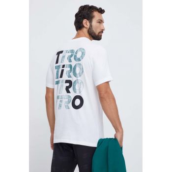 adidas tricou din bumbac barbati, culoarea alb, cu imprimeu de firma original