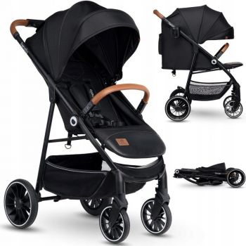 Carucior sport Alexia, 6 luni+, geanta parinti, Amortizoare, Suport pahar, Saculet de picioare, Cadru Aluminiu, 0- 15 kg, Negru