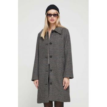 Abercrombie & Fitch palton din lana culoarea gri, de tranzitie