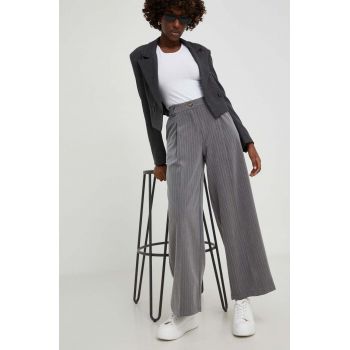 Answear Lab pantaloni femei, culoarea gri, drept, high waist