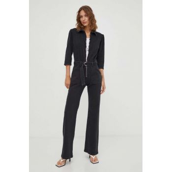 BA&SH salopeta jeans culoarea negru