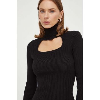 Herskind pulover femei, culoarea negru, cu turtleneck