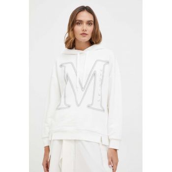 Max Mara Leisure bluza femei, culoarea bej, cu glugă, cu imprimeu