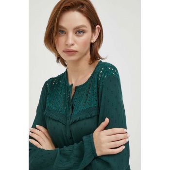 Pepe Jeans camasa ISABEL femei, culoarea verde, regular ieftina