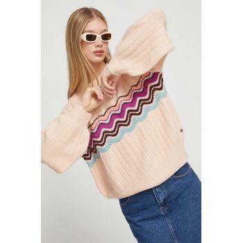 Roxy pulover femei, culoarea roz, călduros ieftin