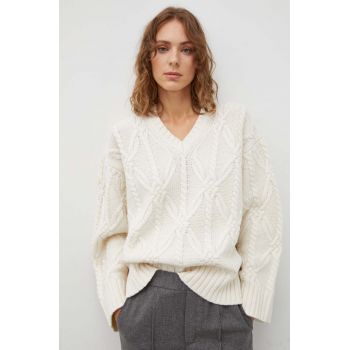 Samsoe Samsoe pulover de lana femei, culoarea bej, călduros