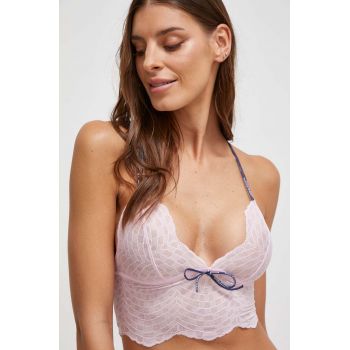 Tommy Jeans sutien culoarea roz, dantela, neted