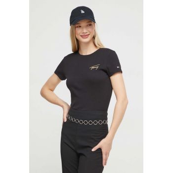 Tommy Jeans tricou femei, culoarea negru