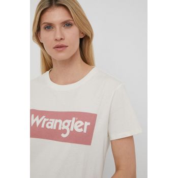 Wrangler tricou din bumbac culoarea bej