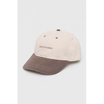 Abercrombie & Fitch șapcă de baseball din bumbac culoarea maro, cu imprimeu ieftina