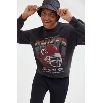 Abercrombie & Fitch bluza x NFL barbati, culoarea gri, modelator