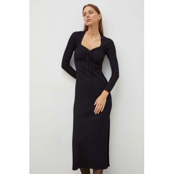 BA&SH rochie culoarea negru, midi, mulata BA&SH rochie culoarea negru, midi, mulata