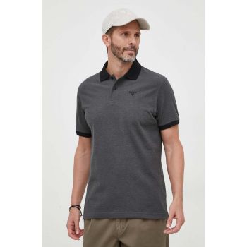 Barbour polo de bumbac culoarea negru, neted