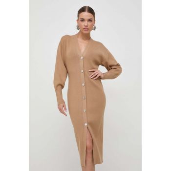 BOSS rochie culoarea bej, mini, mulata