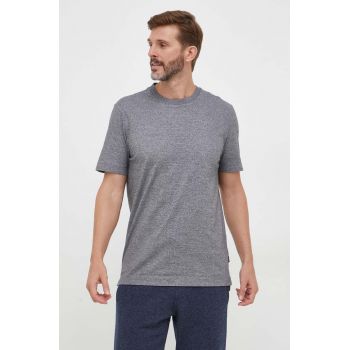 BOSS tricou din bumbac culoarea gri, neted