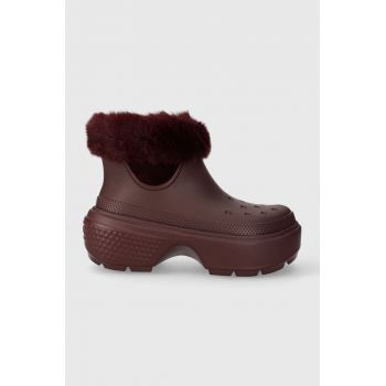 Crocs cizme de iarna Stomp Lined Boot culoarea bordo, 208718 de firma originali