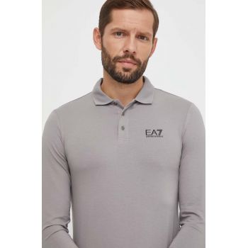 EA7 Emporio Armani longsleeve barbati, culoarea gri, neted