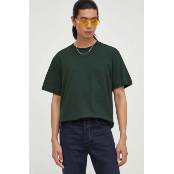 G-Star Raw tricou din bumbac culoarea verde, neted