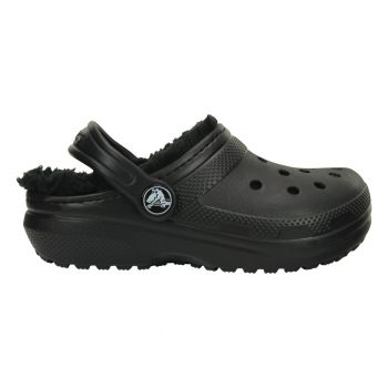 Saboti Crocs New Classic Lined Clog Kids Negru - Black/Black ieftini