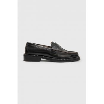 AllSaints mocasini de piele Dalias femei, culoarea negru, cu toc plat, WF556Z