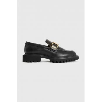 AllSaints mocasini de piele Emily femei, culoarea negru, cu toc plat, WF524Z