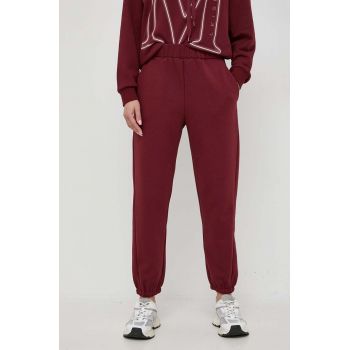 Max Mara Leisure pantaloni de trening culoarea bordo, neted de firma original