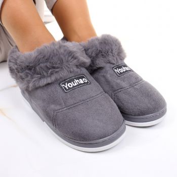 Mocasini de casa cu blanita gri Ubena