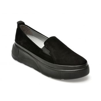 Pantofi GRYXX negri, 381703, din piele intoarsa ieftina