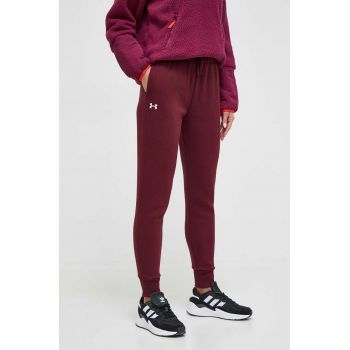 Under Armour pantaloni de trening culoarea bordo, neted, 1379438 de firma original