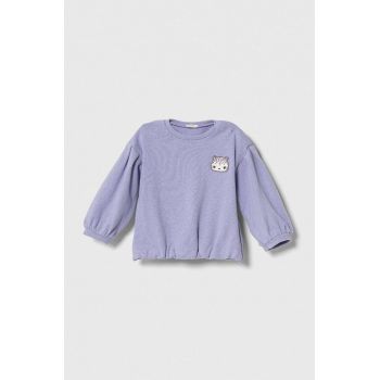 United Colors of Benetton bluza culoarea violet, cu imprimeu