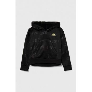 adidas bluza copii JG BLUV Q4 HD culoarea negru, cu glugă, modelator de firma originala