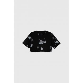 adidas tricou de bumbac pentru copii JG BLUV Q3 AOPT culoarea negru