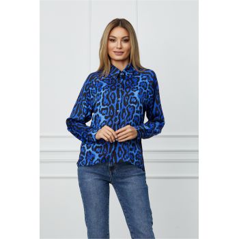 Camasa Verona albastra cu animal print