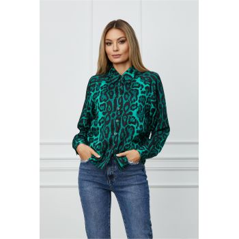 Camasa Verona verde cu animal print