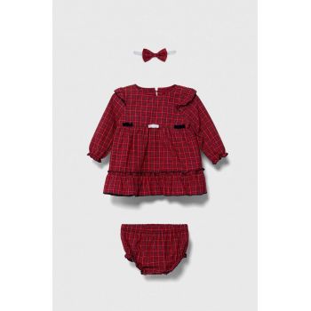 Jamiks rochie din bumbac pentru bebeluși culoarea rosu, mini, evazati ieftina