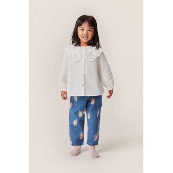 Konges Sløjd bluza de bumbac pentru copii culoarea alb, cu imprimeu