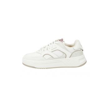 Pantofi sport din piele cu garnituri din piele intoarsa si plasa
