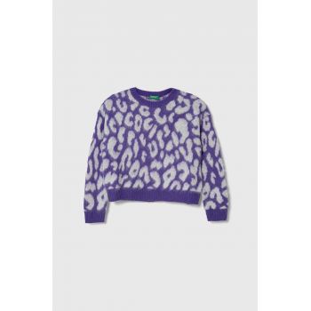 United Colors of Benetton pulover pentru copii din amestec de lana culoarea violet, light