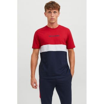 Tricou de bumbac cu model colorblock Ereid