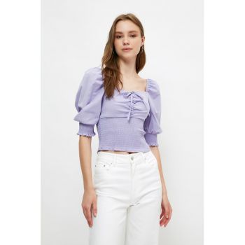 Bluza cu maneci bufante si insertie elastica
