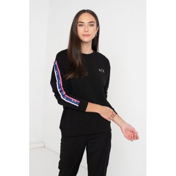 Bluza din amestec de bumbac cu decolteu la baza gatului