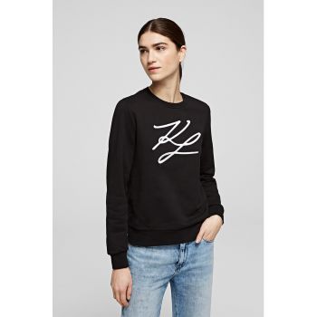 Bluza sport cu decolteu la baza gatului si logo brodat Signature
