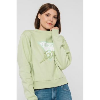 Bluza sport regular fit cu decolteu la baza gatului si logo triunghiular