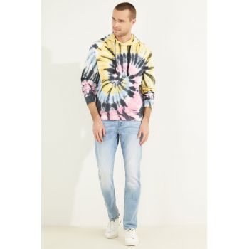 Hanorac din bumbac cu model tie-dye