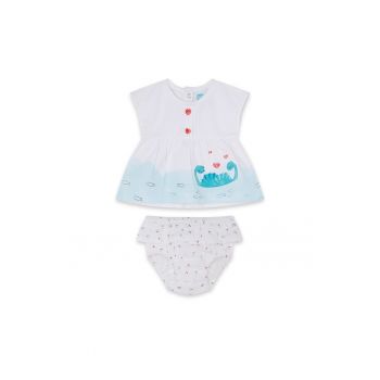 Set 2 piese de bluza si pantaloni scurti cu imprimeu