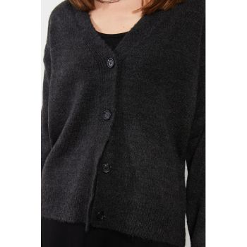 Cardigan uni cu decolteu in V