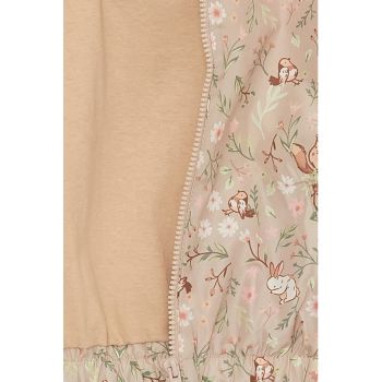Jacheta cu imprimeu floral si buzunare oblice